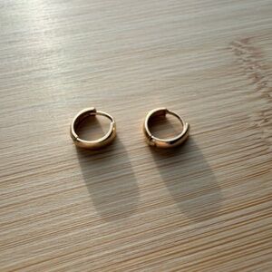 14K Solid Gold Huggie Hinged Hoop Earrings